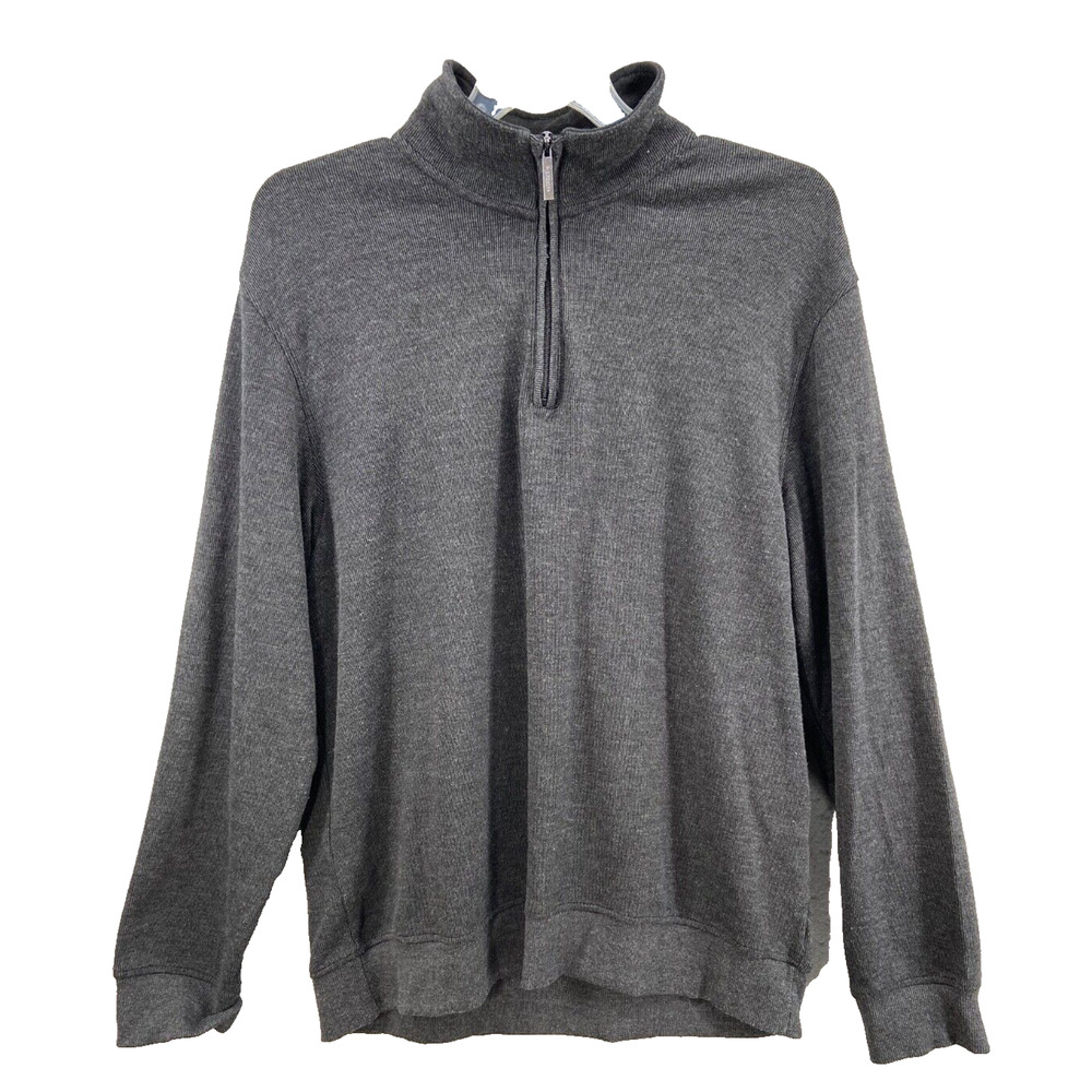 Van Heusen Sweater Mens‎ Sz XL Gray 1/4 Zip Pullover Sweatshirt Long Sleeve